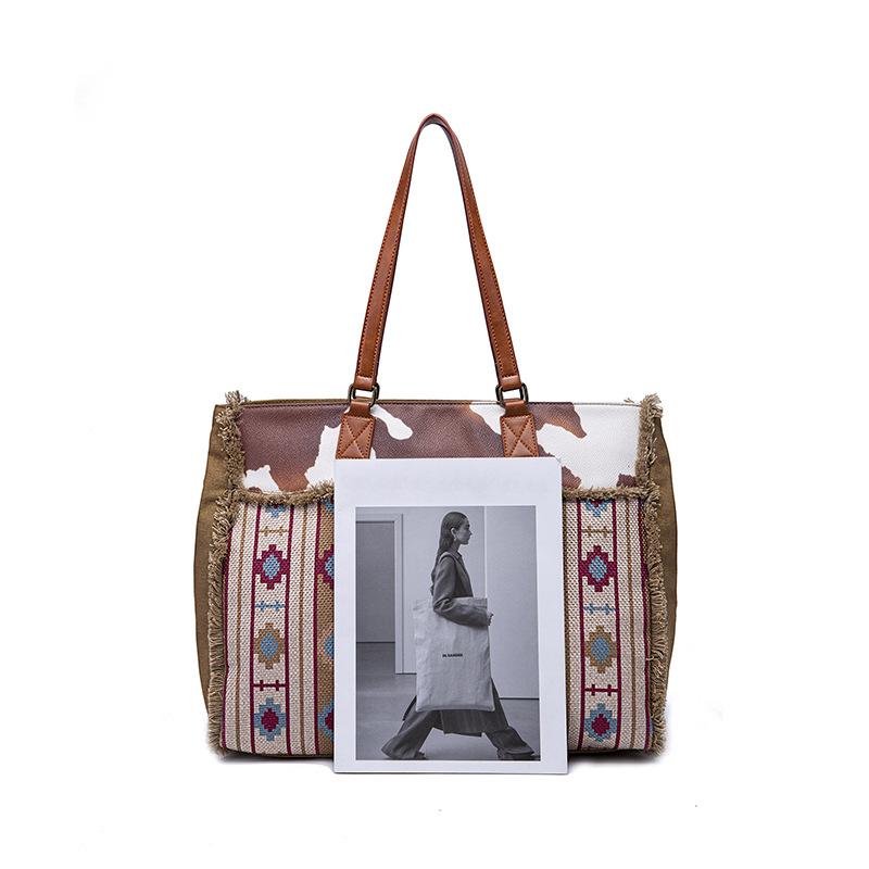 Retro canvas cotton and linen one shoulder oblique computer bag