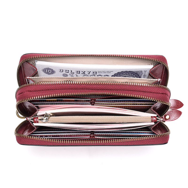 Leather Ladies Wallet Long Double Zip