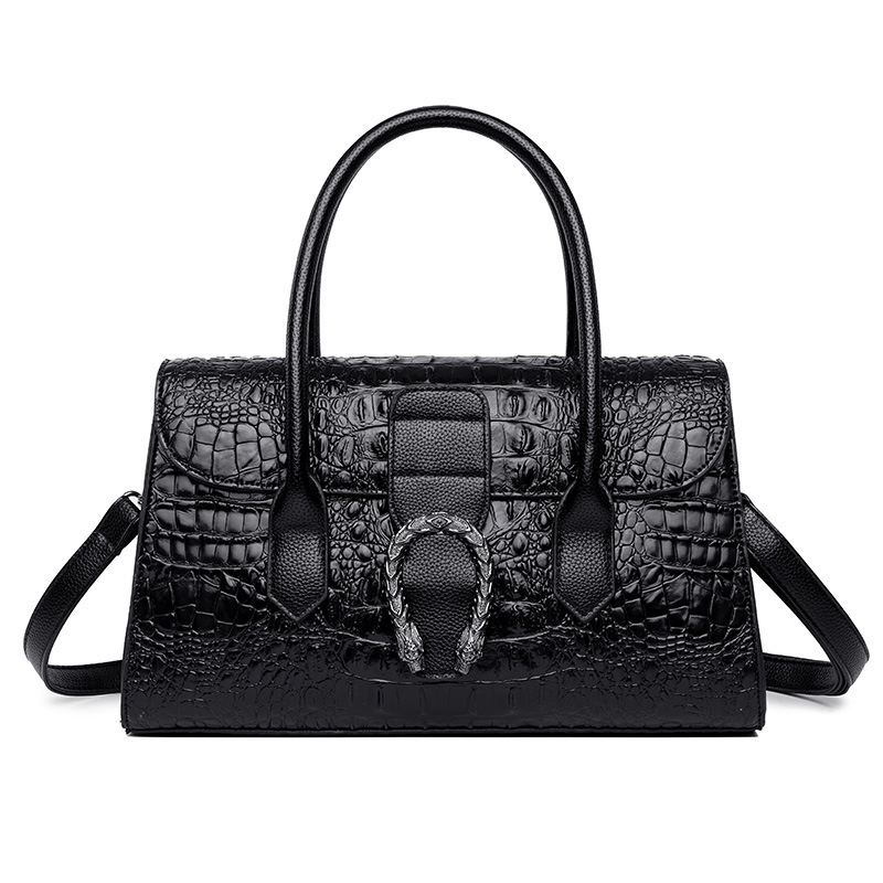 New Fashion Top Leather Crocodile Textured Tote