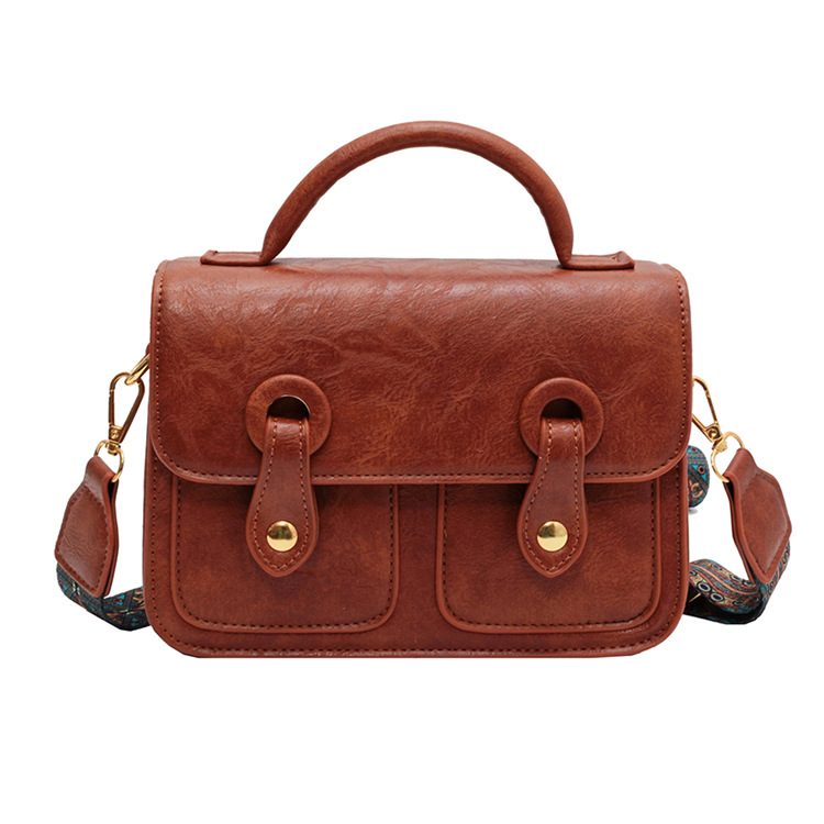 Retro Wide Shoulder Strap Shoulder Bag Fashion Simple Crossbody Bag