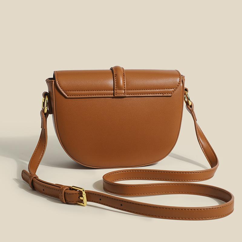 High-grade Contrast Saddle Bag Small Crowd Joker Crossbody Bag Women's Lock Buckle Shoulder Bag