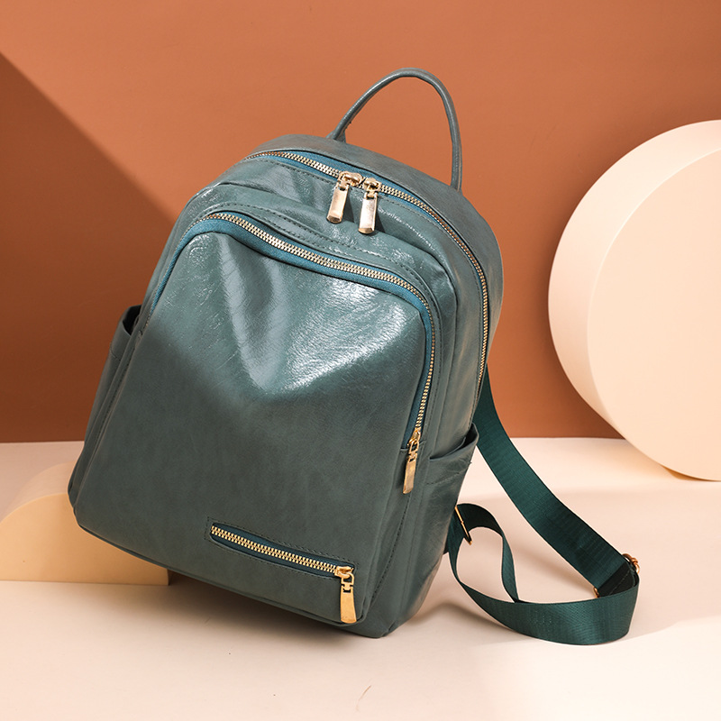 Women's Double Shoulder Simple Leather Bag