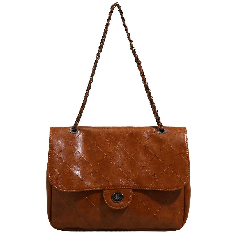 Women's Bag Diamond Chain Stray Bag Retro Large Capacity Commuter Messenger Bag Shoulder Underarm Bag