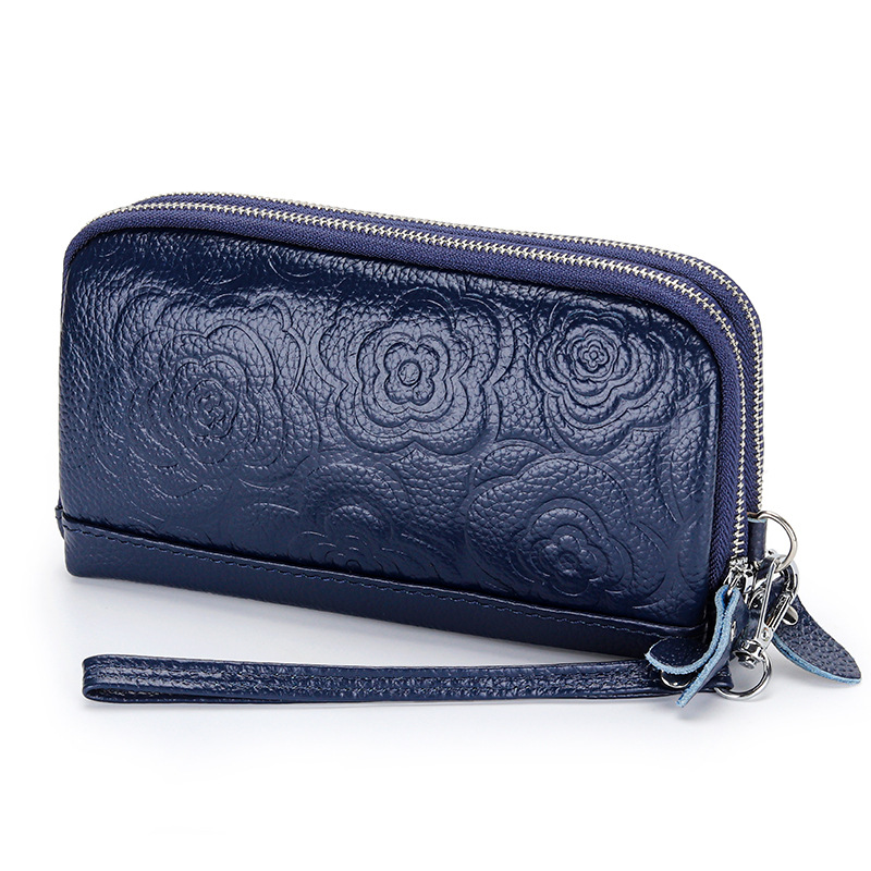 Women's Leather High Capacity Double Zip Long Wallet