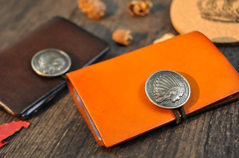 Original leather small card bag, retro vegetable tanned leather Indian head multi-card bag