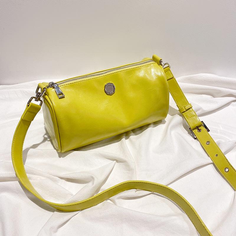 Ladies Bag Retro Oil Wax Boston Pillow Bag Cylinder Bag Joker Underarm Shoulder Messenger Bag