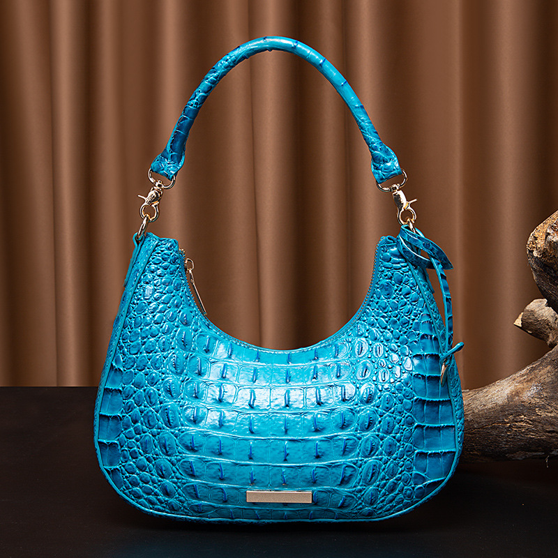 Brahman Bump Crocodile Vintage Handheld Underarm Bag