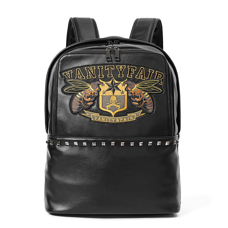 Embroidered Pattern Rivet Men's Backpack