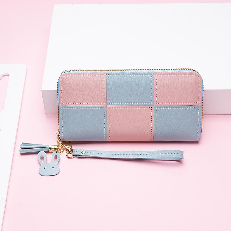 Fashion Wallet Long Girl Bag New Contrast Zipper Carry Wallet Card Bag