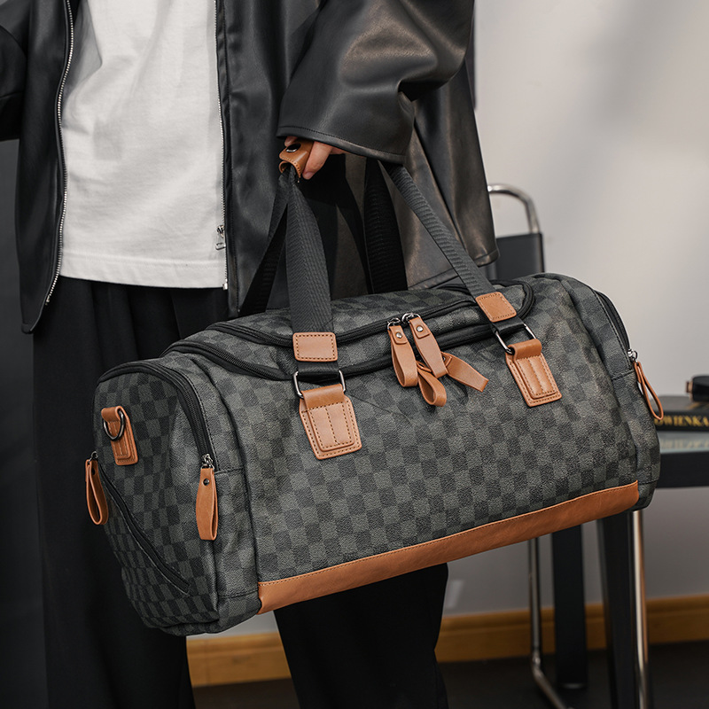 New Korean Fashion Casual Plaid Travel Fitness Bag