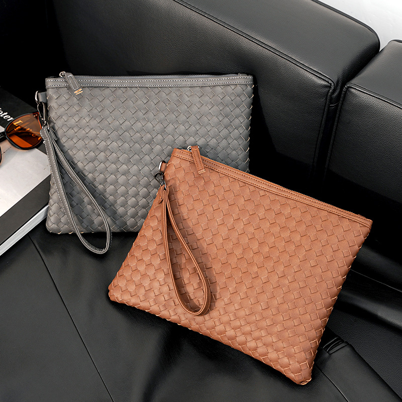 Men's Light Business Horizontal Hand-woven Hand-held File Bag