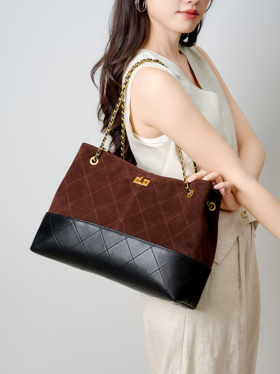 Two-Tone Quilted Chain Shoulder Bag